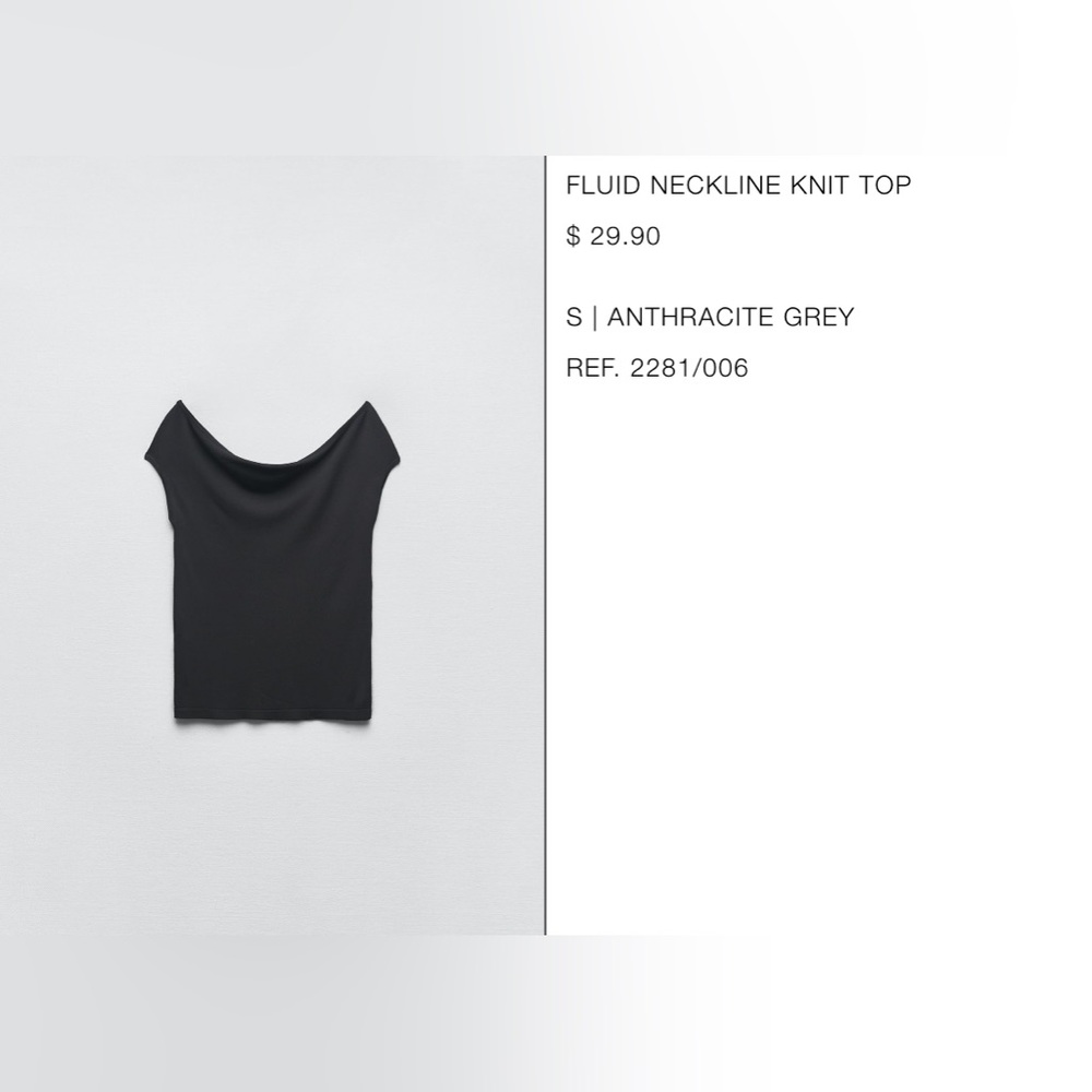 Zara Fluid Neckline Top & Knit Midi Skirt Anthracite Grey